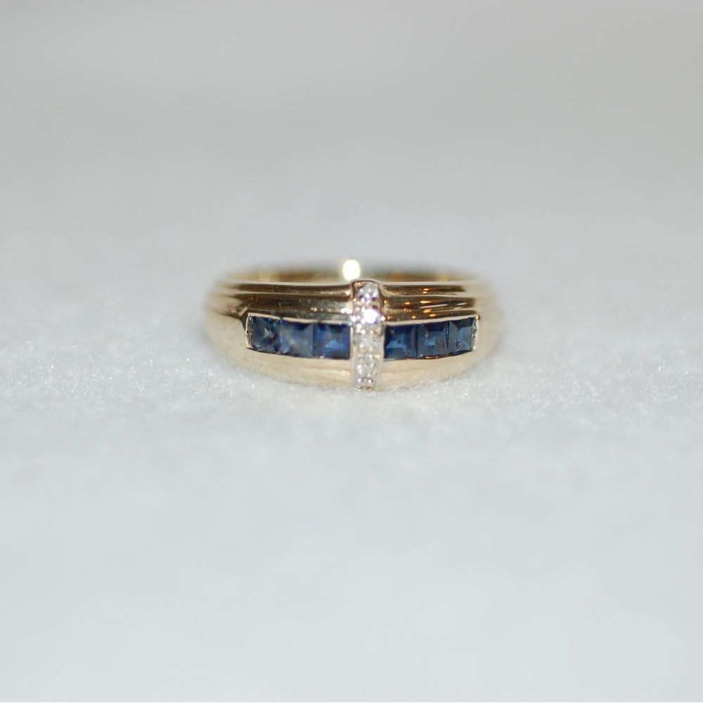 Vintage art deco sapphire and diamond band